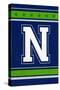 Monogram - Game Day - Blue and Green - N-Lantern Press-Stretched Canvas