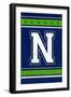 Monogram - Game Day - Blue and Green - N-Lantern Press-Framed Art Print