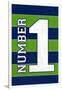 Monogram - Game Day - Blue and Green - Number 1-Lantern Press-Framed Art Print