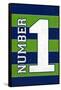 Monogram - Game Day - Blue and Green - Number 1-Lantern Press-Framed Stretched Canvas