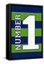 Monogram - Game Day - Blue and Green - Number 1-Lantern Press-Framed Stretched Canvas