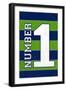 Monogram - Game Day - Blue and Green - Number 1-Lantern Press-Framed Art Print