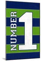 Monogram - Game Day - Blue and Green - Number 1-Lantern Press-Mounted Art Print