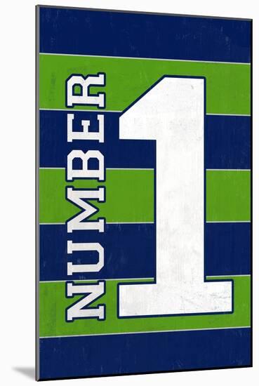 Monogram - Game Day - Blue and Green - Number 1-Lantern Press-Mounted Art Print