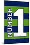 Monogram - Game Day - Blue and Green - Number 1-Lantern Press-Mounted Art Print