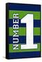 Monogram - Game Day - Blue and Green - Number 1-Lantern Press-Framed Stretched Canvas
