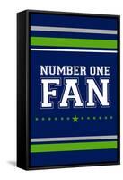 Monogram - Game Day - Blue and Green - Number One Fan-Lantern Press-Framed Stretched Canvas