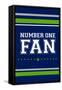 Monogram - Game Day - Blue and Green - Number One Fan-Lantern Press-Framed Stretched Canvas