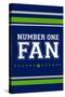 Monogram - Game Day - Blue and Green - Number One Fan-Lantern Press-Stretched Canvas