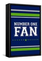 Monogram - Game Day - Blue and Green - Number One Fan-Lantern Press-Framed Stretched Canvas