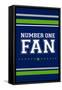 Monogram - Game Day - Blue and Green - Number One Fan-Lantern Press-Framed Stretched Canvas