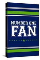 Monogram - Game Day - Blue and Green - Number One Fan-Lantern Press-Stretched Canvas