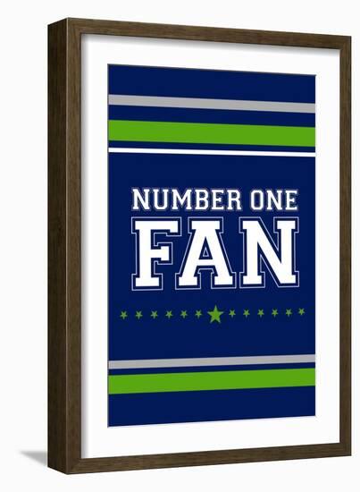 Monogram - Game Day - Blue and Green - Number One Fan-Lantern Press-Framed Art Print