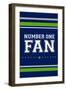 Monogram - Game Day - Blue and Green - Number One Fan-Lantern Press-Framed Art Print