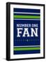 Monogram - Game Day - Blue and Green - Number One Fan-Lantern Press-Framed Art Print