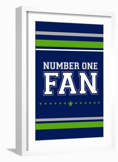 Monogram - Game Day - Blue and Green - Number One Fan-Lantern Press-Framed Art Print