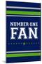 Monogram - Game Day - Blue and Green - Number One Fan-Lantern Press-Mounted Art Print