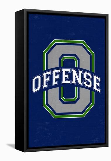 Monogram - Game Day - Blue and Green - Offense-Lantern Press-Framed Stretched Canvas