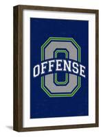 Monogram - Game Day - Blue and Green - Offense-Lantern Press-Framed Art Print