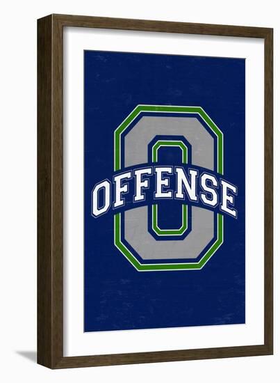 Monogram - Game Day - Blue and Green - Offense-Lantern Press-Framed Art Print