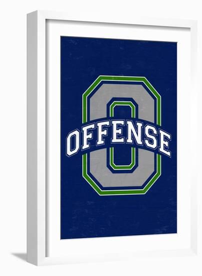 Monogram - Game Day - Blue and Green - Offense-Lantern Press-Framed Art Print