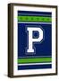 Monogram - Game Day - Blue and Green - P-Lantern Press-Framed Art Print