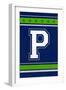 Monogram - Game Day - Blue and Green - P-Lantern Press-Framed Art Print