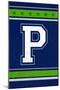 Monogram - Game Day - Blue and Green - P-Lantern Press-Mounted Art Print