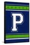 Monogram - Game Day - Blue and Green - P-Lantern Press-Framed Stretched Canvas