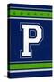 Monogram - Game Day - Blue and Green - P-Lantern Press-Stretched Canvas