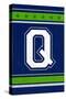 Monogram - Game Day - Blue and Green - Q-Lantern Press-Stretched Canvas