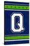 Monogram - Game Day - Blue and Green - Q-Lantern Press-Stretched Canvas