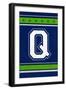 Monogram - Game Day - Blue and Green - Q-Lantern Press-Framed Art Print