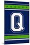 Monogram - Game Day - Blue and Green - Q-Lantern Press-Mounted Art Print