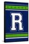 Monogram - Game Day - Blue and Green - R-Lantern Press-Framed Stretched Canvas