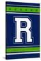 Monogram - Game Day - Blue and Green - R-Lantern Press-Stretched Canvas