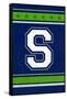 Monogram - Game Day - Blue and Green - S-Lantern Press-Framed Stretched Canvas