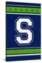 Monogram - Game Day - Blue and Green - S-Lantern Press-Stretched Canvas