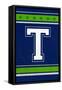 Monogram - Game Day - Blue and Green - T-Lantern Press-Framed Stretched Canvas