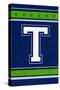 Monogram - Game Day - Blue and Green - T-Lantern Press-Stretched Canvas