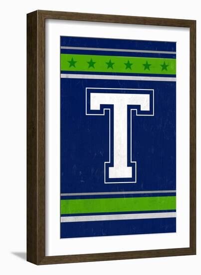 Monogram - Game Day - Blue and Green - T-Lantern Press-Framed Art Print