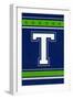 Monogram - Game Day - Blue and Green - T-Lantern Press-Framed Art Print