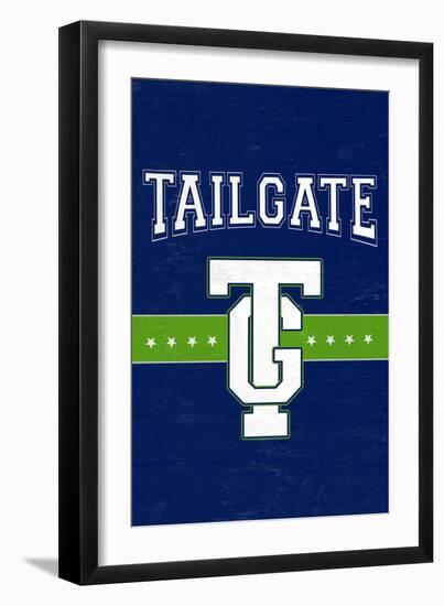 Monogram - Game Day - Blue and Green - Tailgate-Lantern Press-Framed Art Print