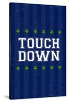 Monogram - Game Day - Blue and Green - Touchdown-Lantern Press-Stretched Canvas