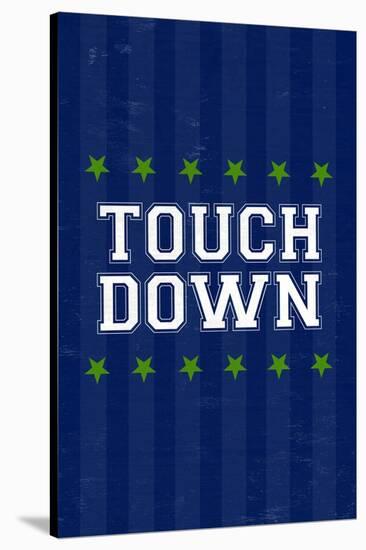 Monogram - Game Day - Blue and Green - Touchdown-Lantern Press-Stretched Canvas