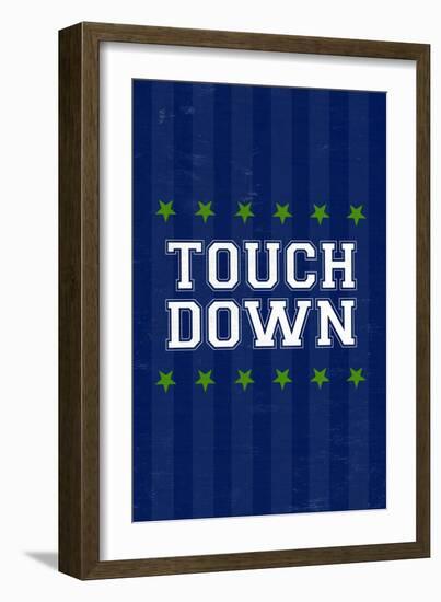 Monogram - Game Day - Blue and Green - Touchdown-Lantern Press-Framed Art Print