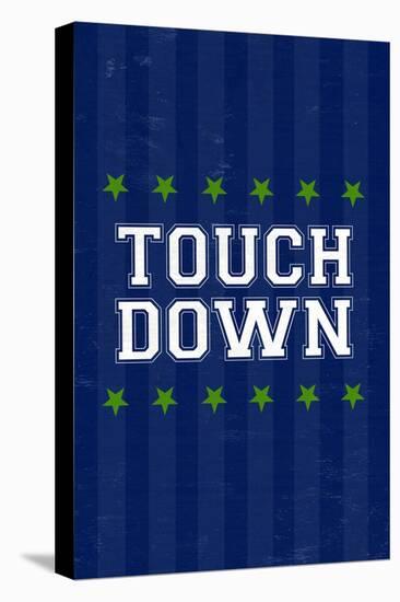 Monogram - Game Day - Blue and Green - Touchdown-Lantern Press-Stretched Canvas