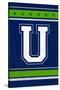 Monogram - Game Day - Blue and Green - U-Lantern Press-Stretched Canvas