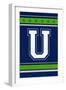 Monogram - Game Day - Blue and Green - U-Lantern Press-Framed Art Print