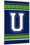 Monogram - Game Day - Blue and Green - U-Lantern Press-Mounted Art Print